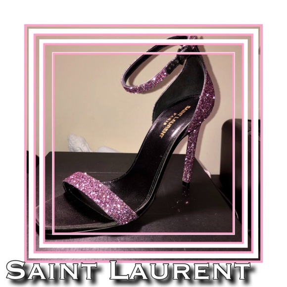Yves Saint Laurent Shoes - YSL Glitter Rose Sandal Ameber Pink/Purple Size 39
